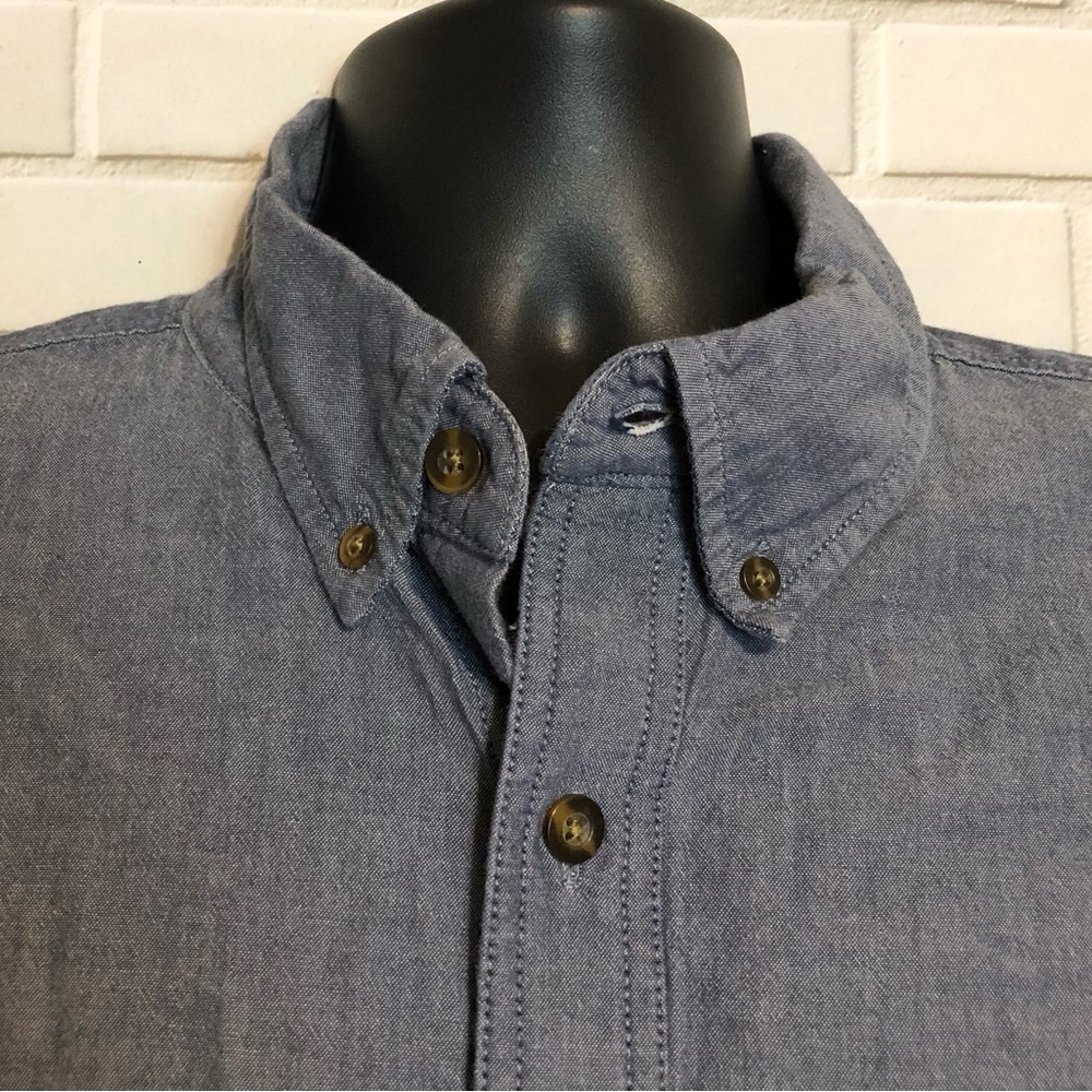 Carhartt Men's Loose Fit Denim Blue Chambray Button Front Short Sleeve Shirt XL - Picture 6 of 9